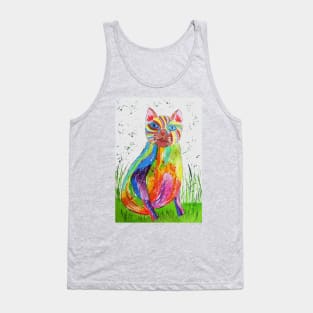 Quirky Colourful Cat Tank Top